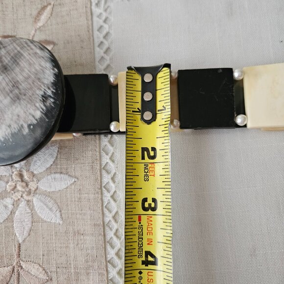 Vintage BoHo Panel Link Brown Horn Belt main image 9
